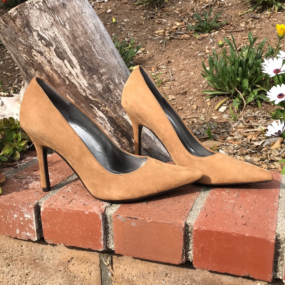 Suede camel heels